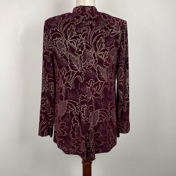 R&M Richards Jacket 6P Purple Metallic Floral Slinky Stretch Dressy Travel Knit - Picture 3 of 15